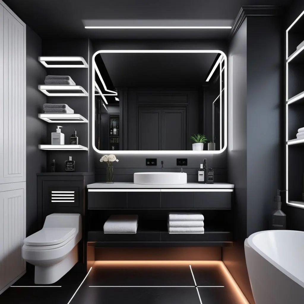 Tiny Dark Grey Bathroom Decor