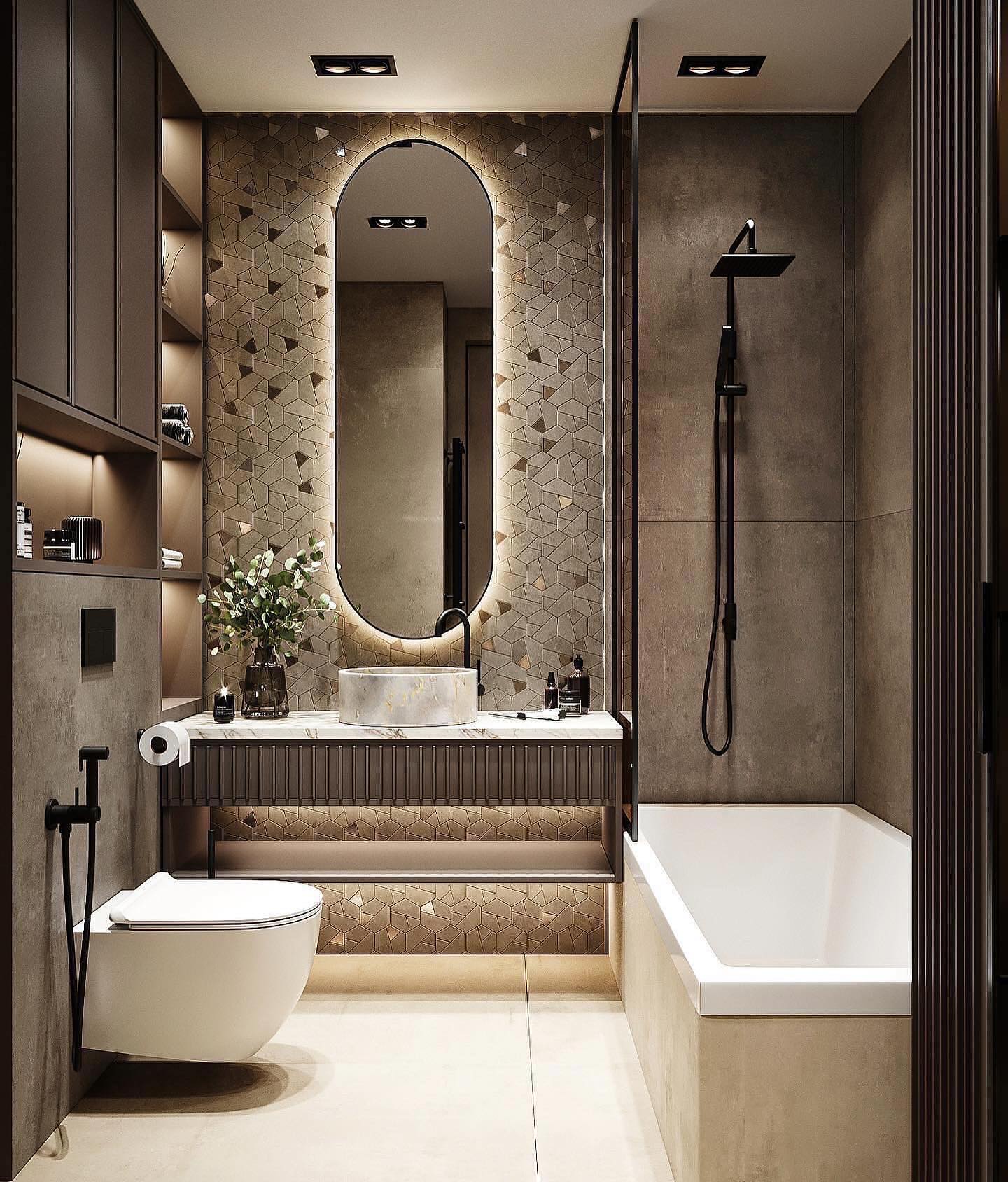 Walk-in Small Full Bathroom Layout
