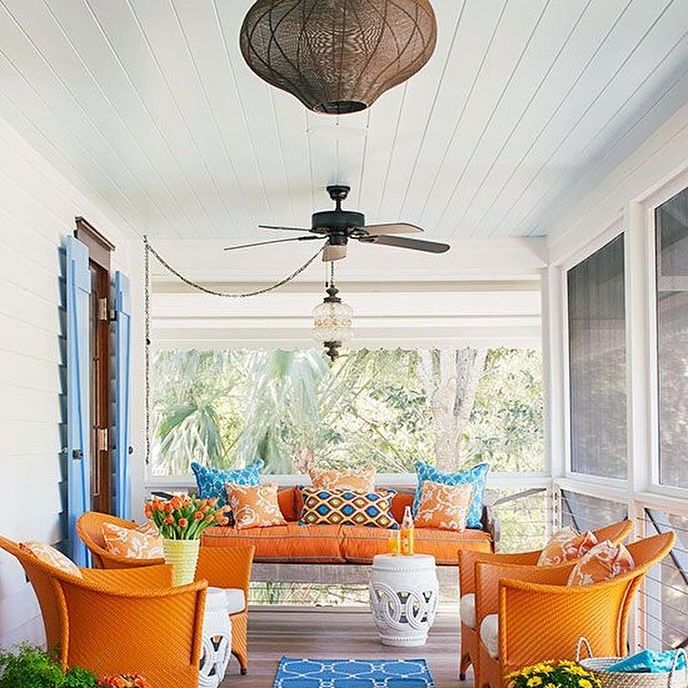 Mustard Yellow And Blue Front Porch