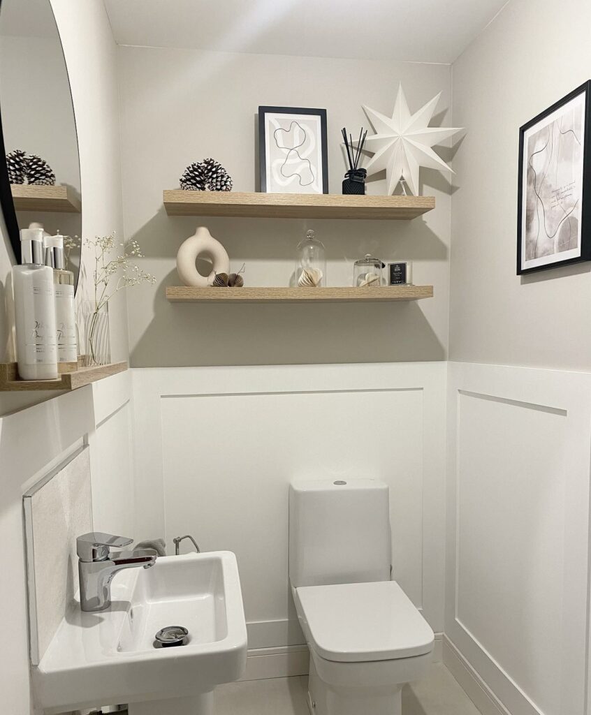 Neutral Style Behind Toilet Decor