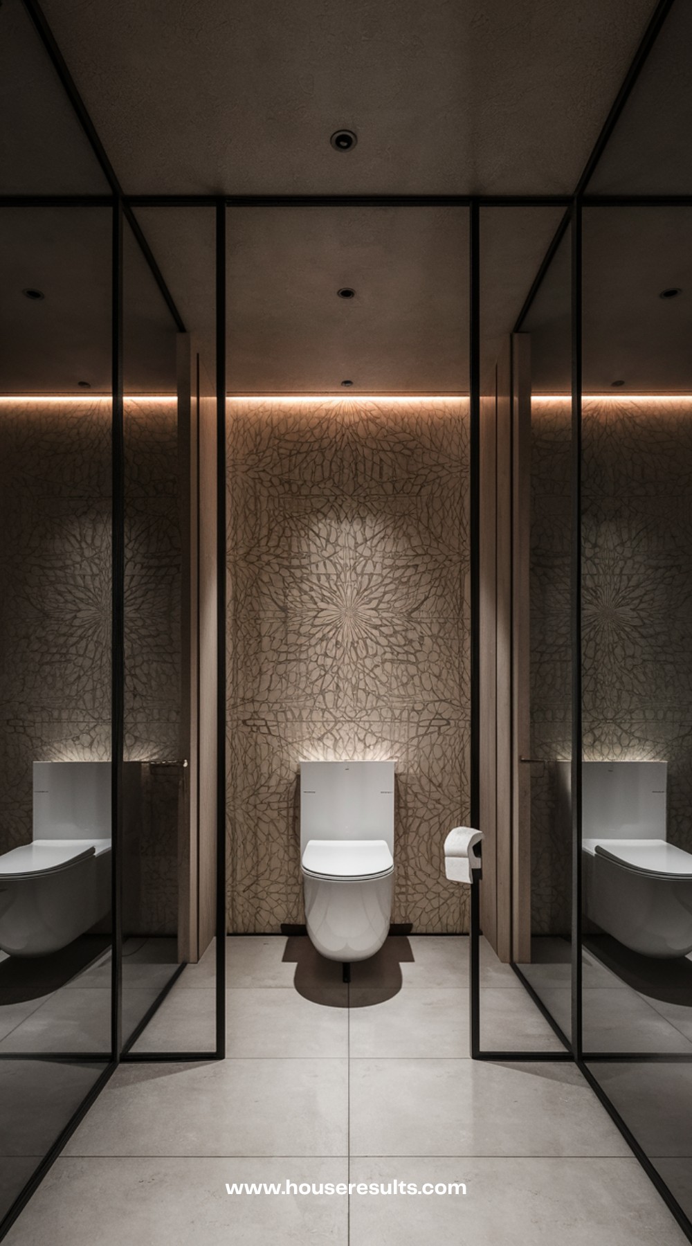 Minimal Sliding Door Behind Toilet Decor
