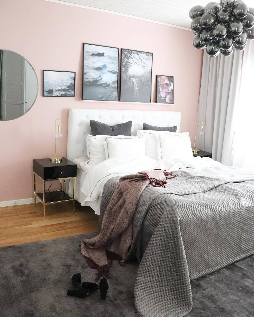 Lovely Grey And Pink Combination Bedroom