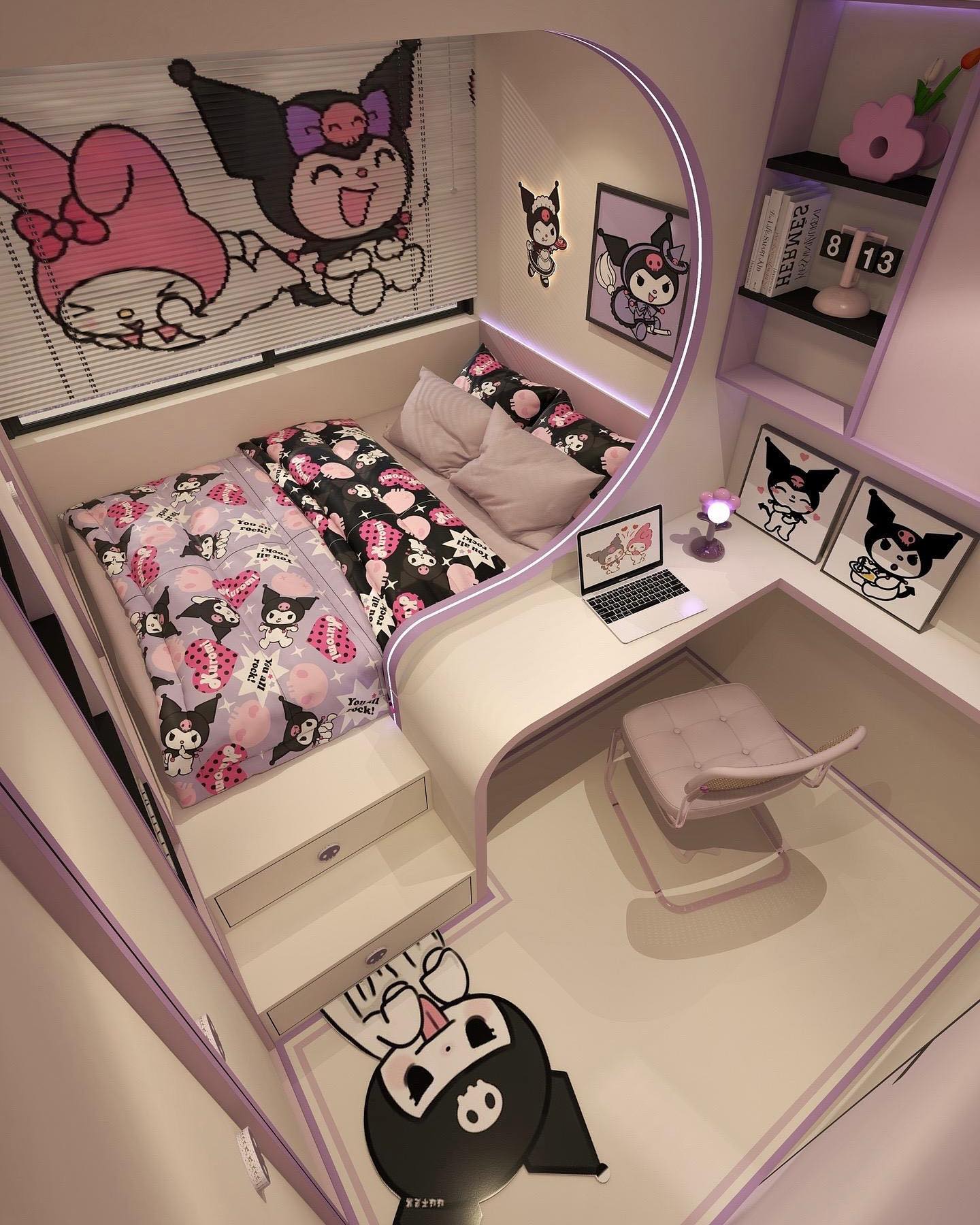 Black And Pink Small Bedroom Decor