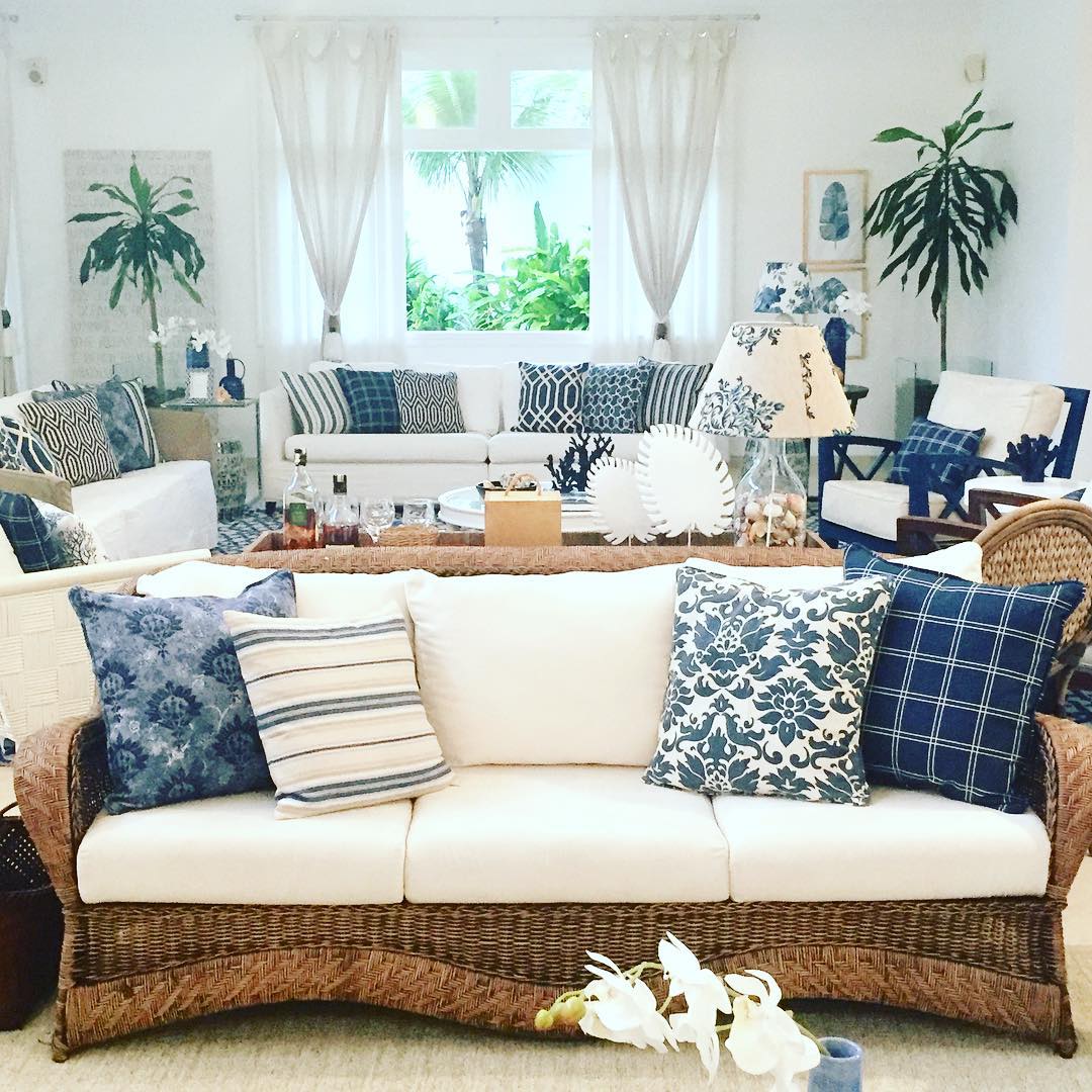 Blue and White Coastal Living Room