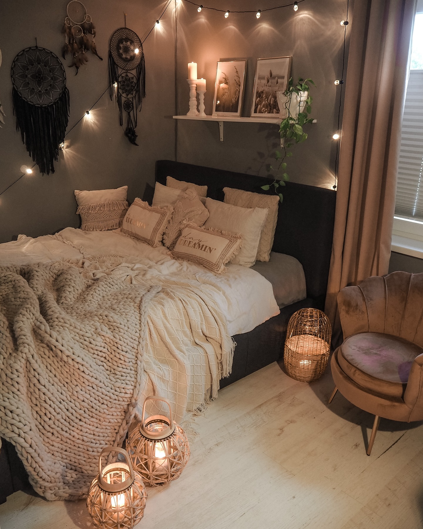 Brown And Grey Small Bedroom
