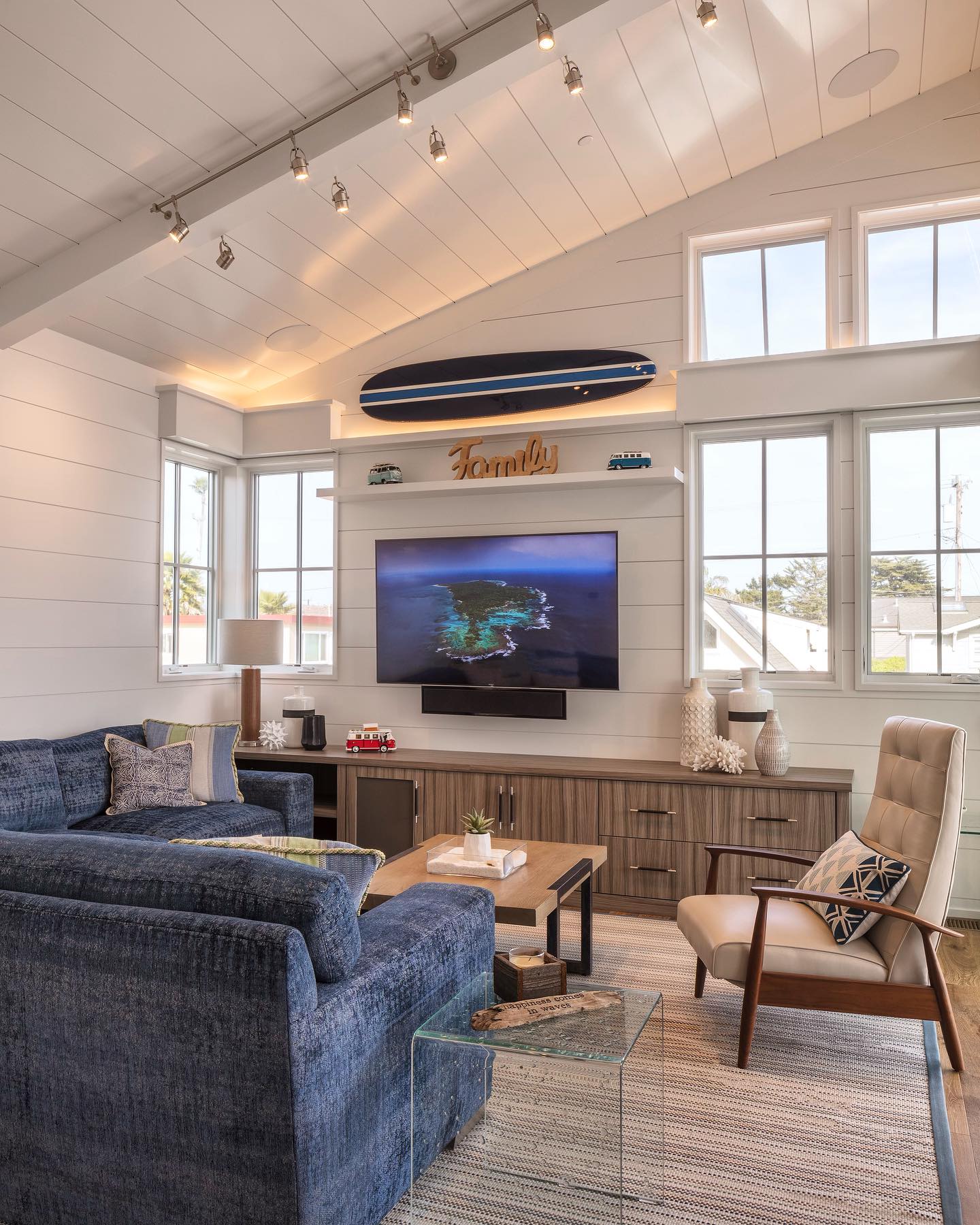 Ocean Blue Beach House Living Room Decor