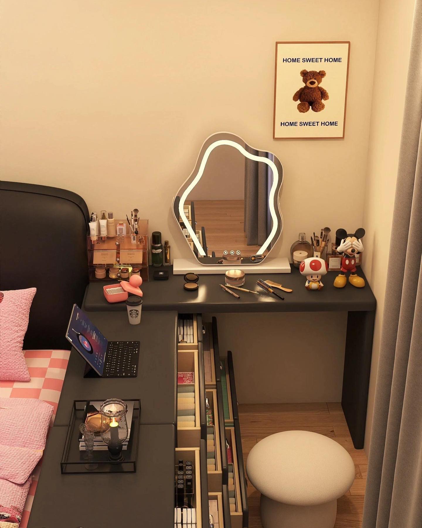Small Bedroom With Black Furniture