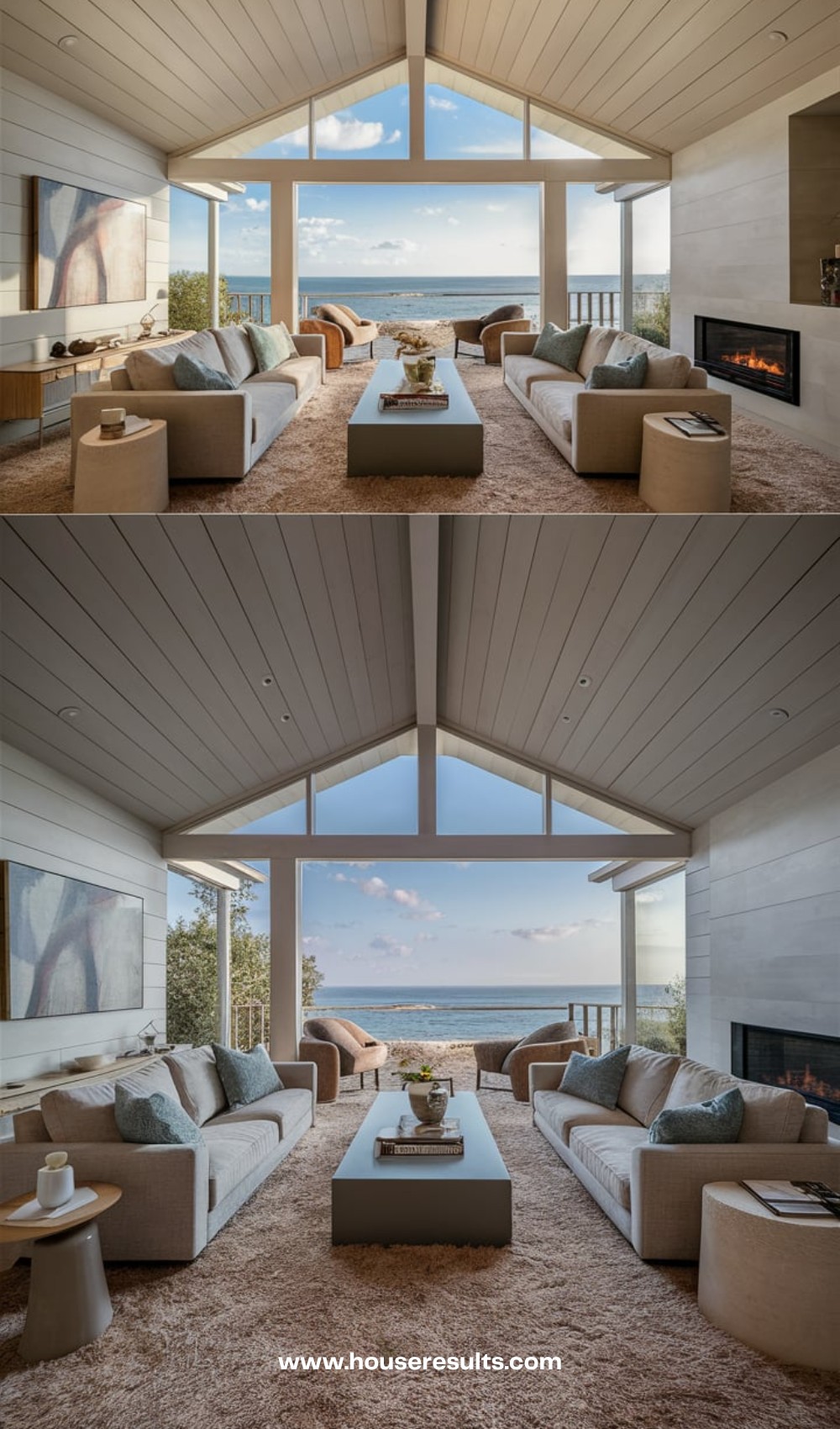 Beige and Angled Living Room Style