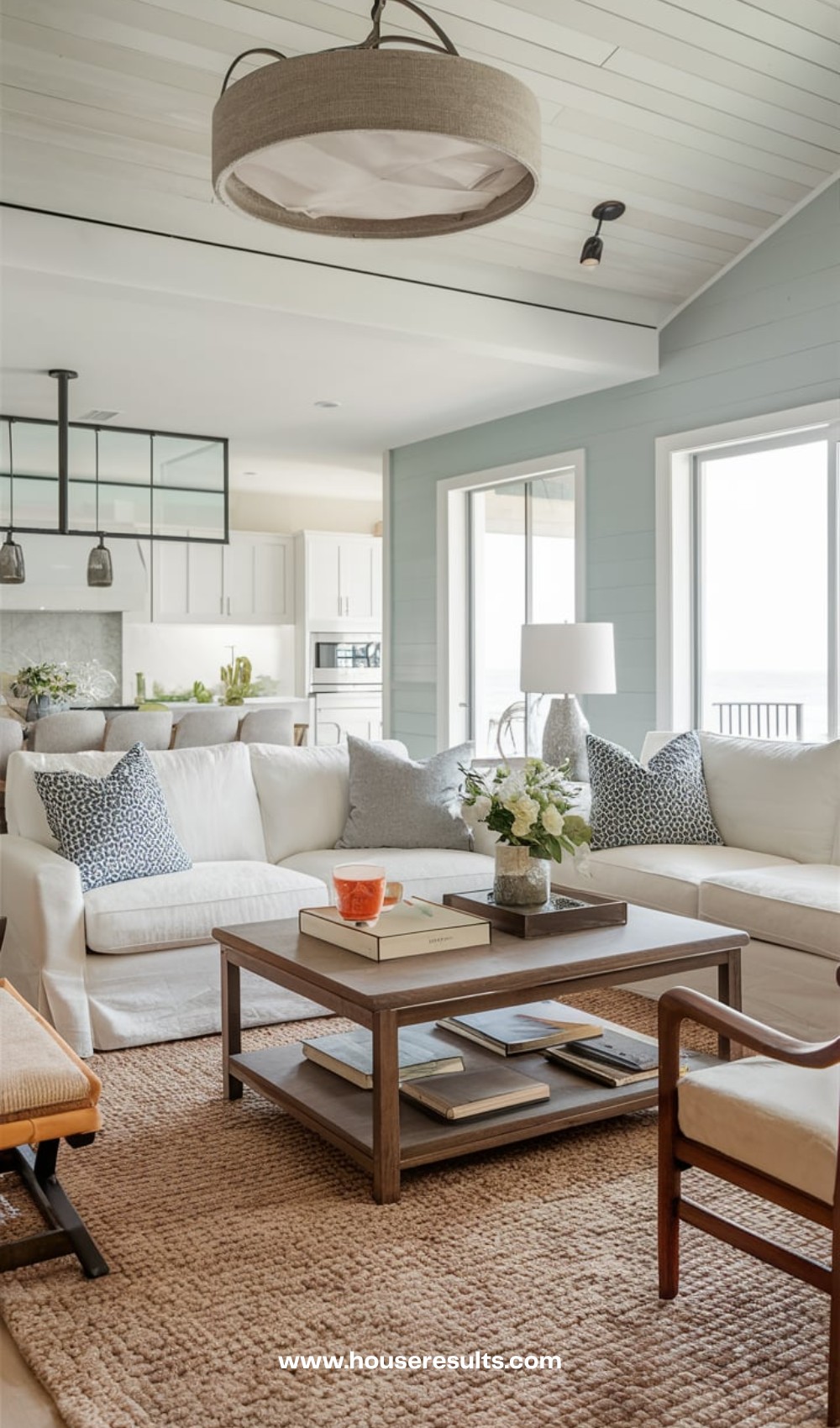 Tonal While Beach House Living Room