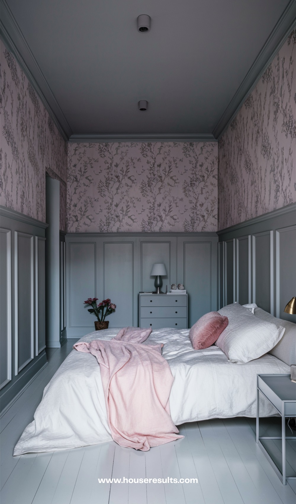 Understated Textured Grey And Pink Bedroom