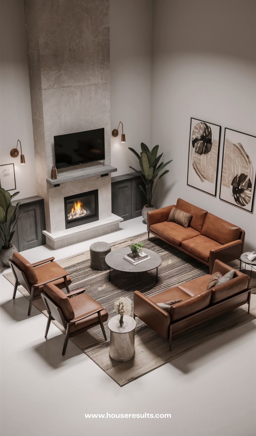 Industrial Inspired Mid-century Living Room