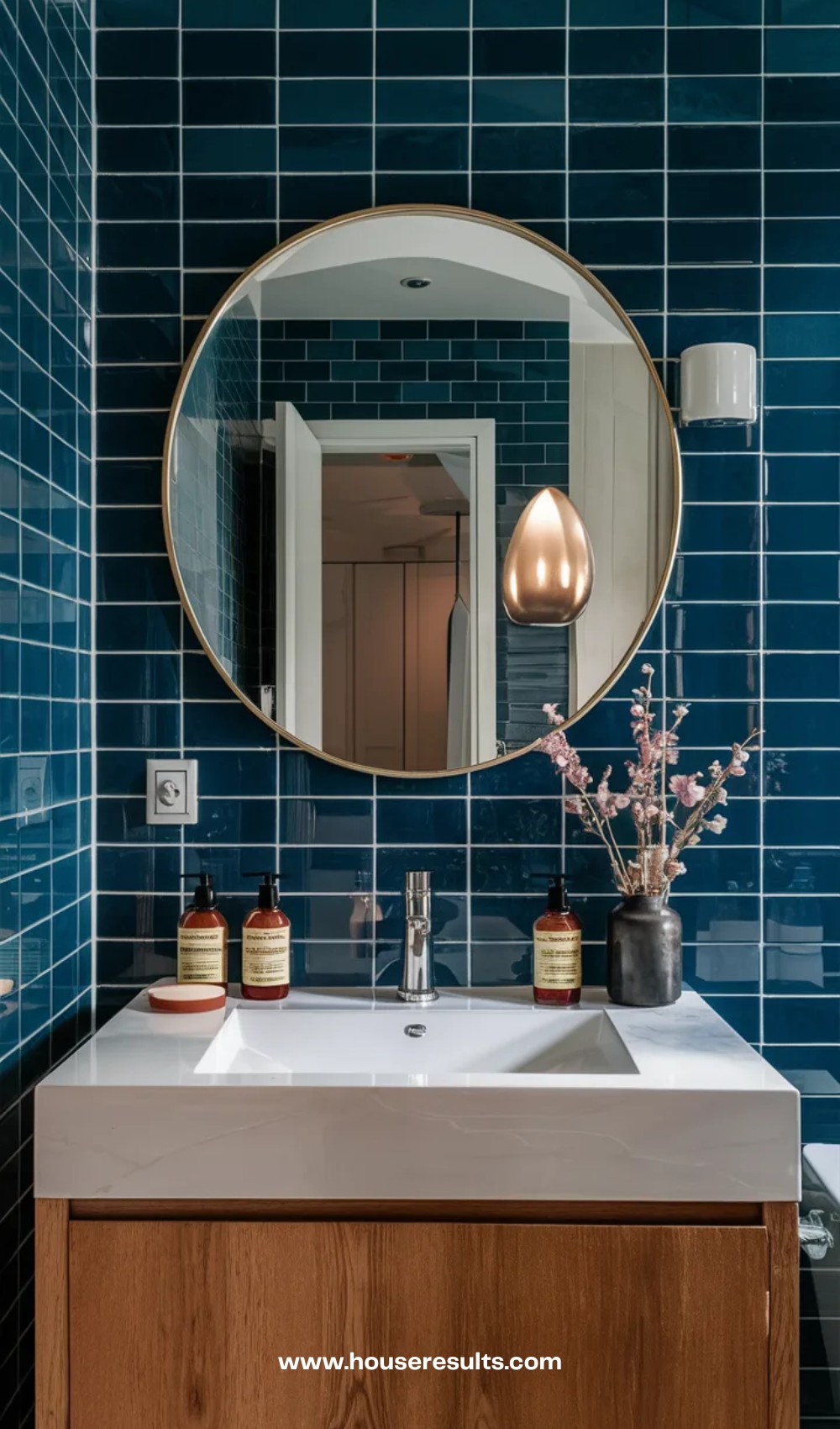 Blue Accent Tile Full Bathroom
