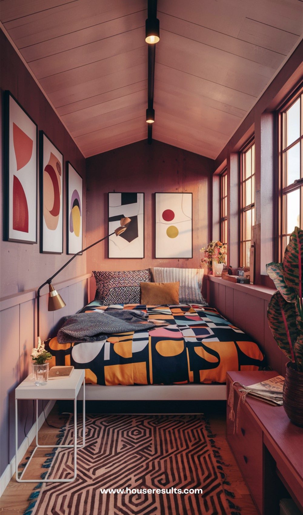 Color Drenching Tiny Bedroom Decor