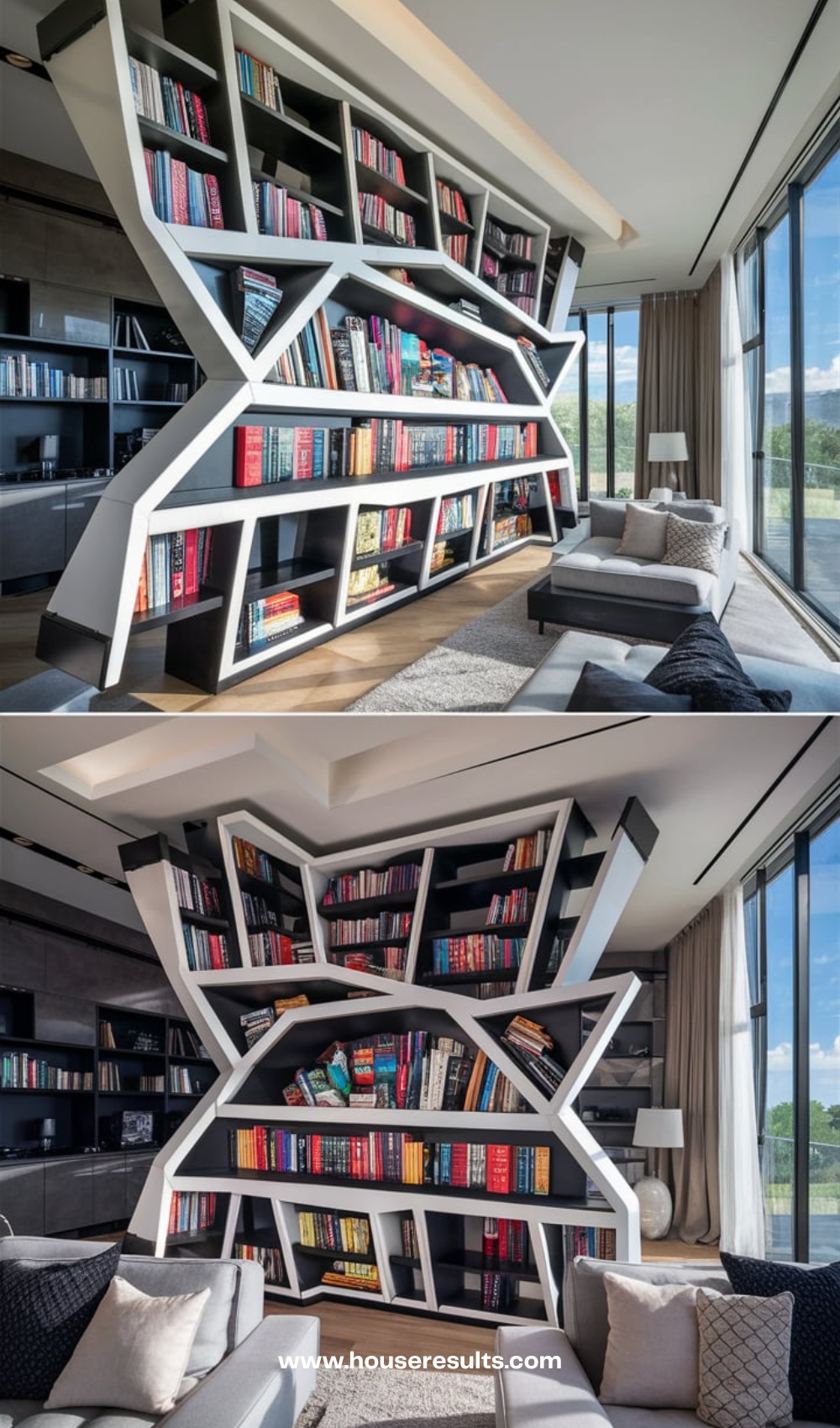 Geometric Innovative Bookshelf Design