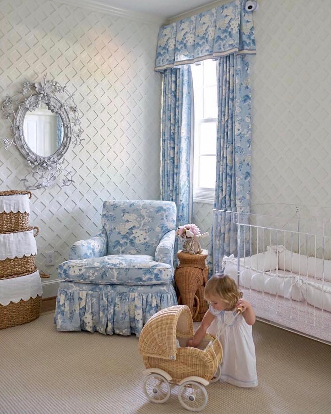Lucite Crib and Trellis Wall Nursery Design
