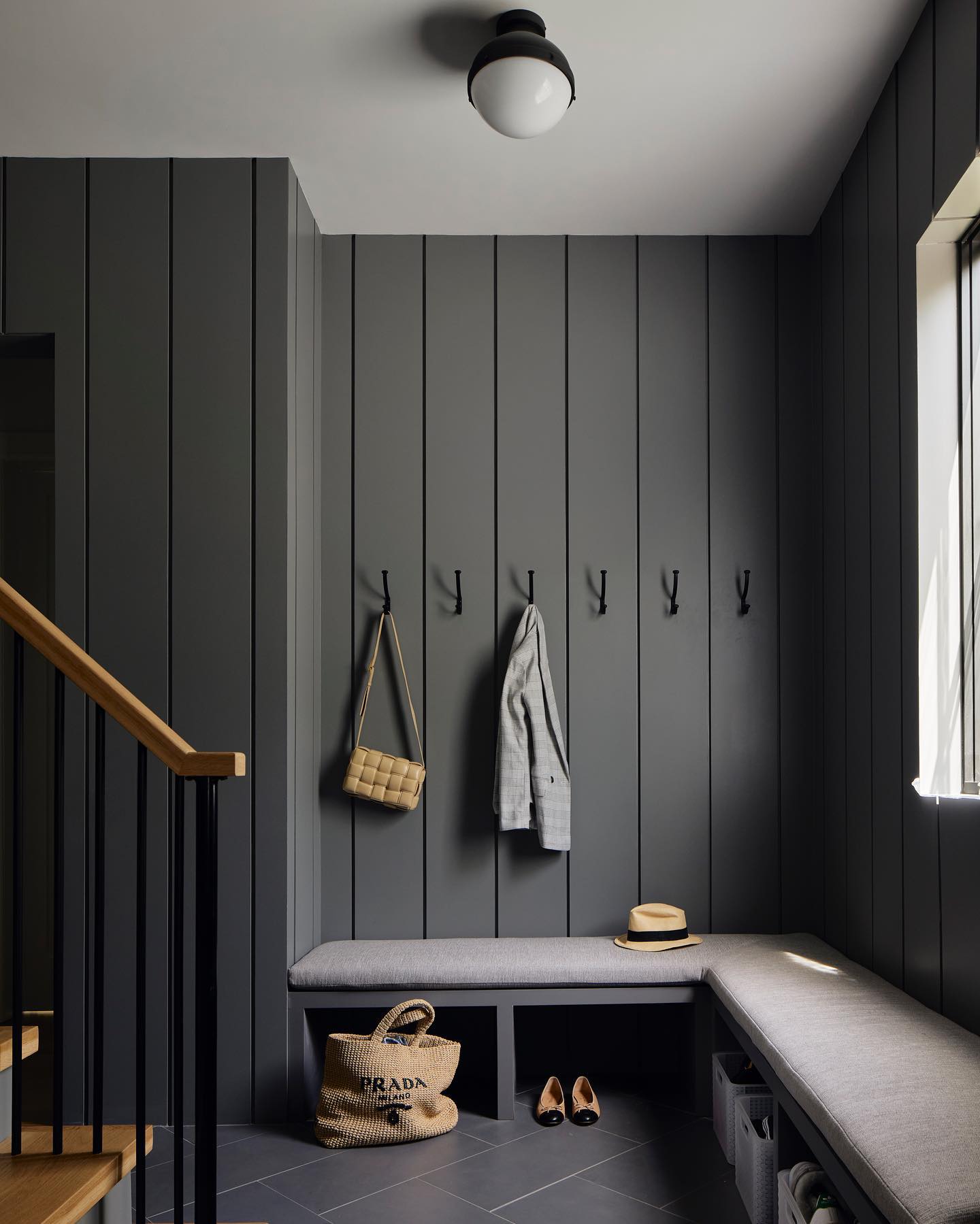 Modern Mudroom with Vertical Shiplap