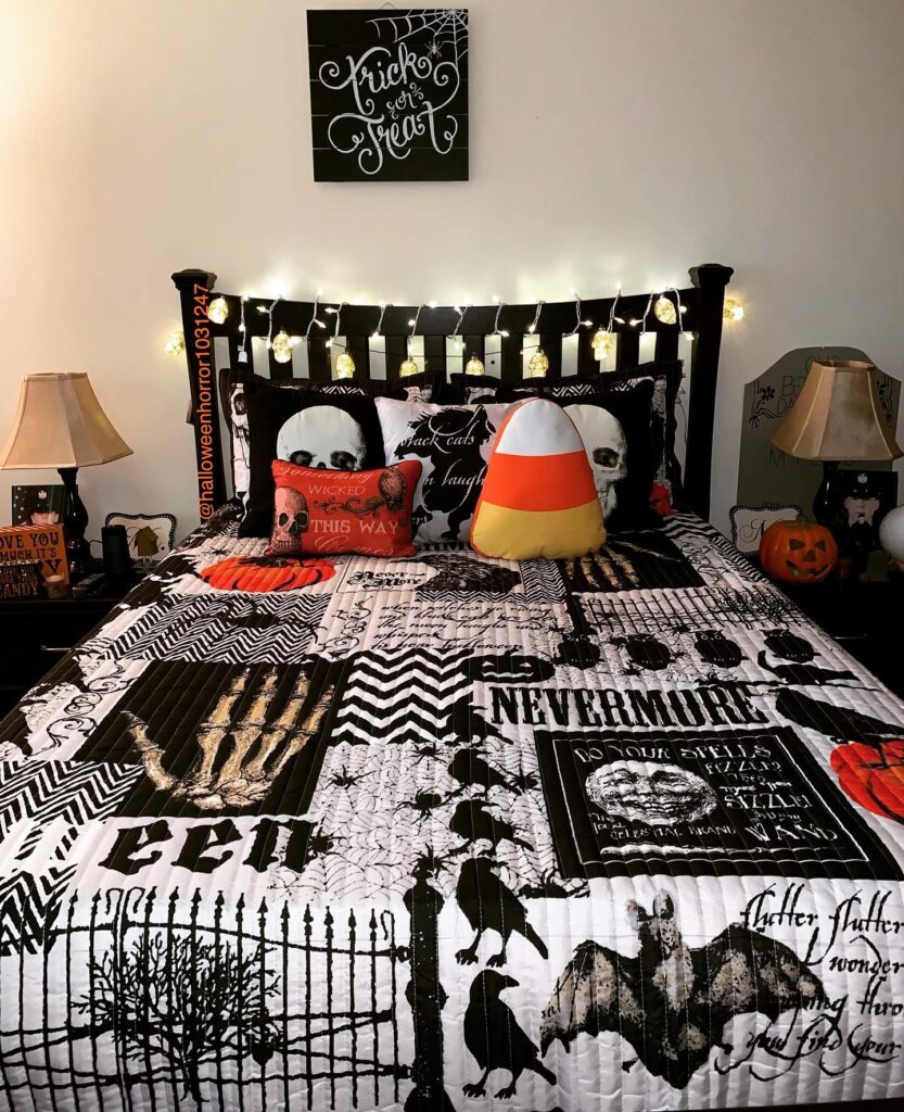 Black and White Halloween Bedroom