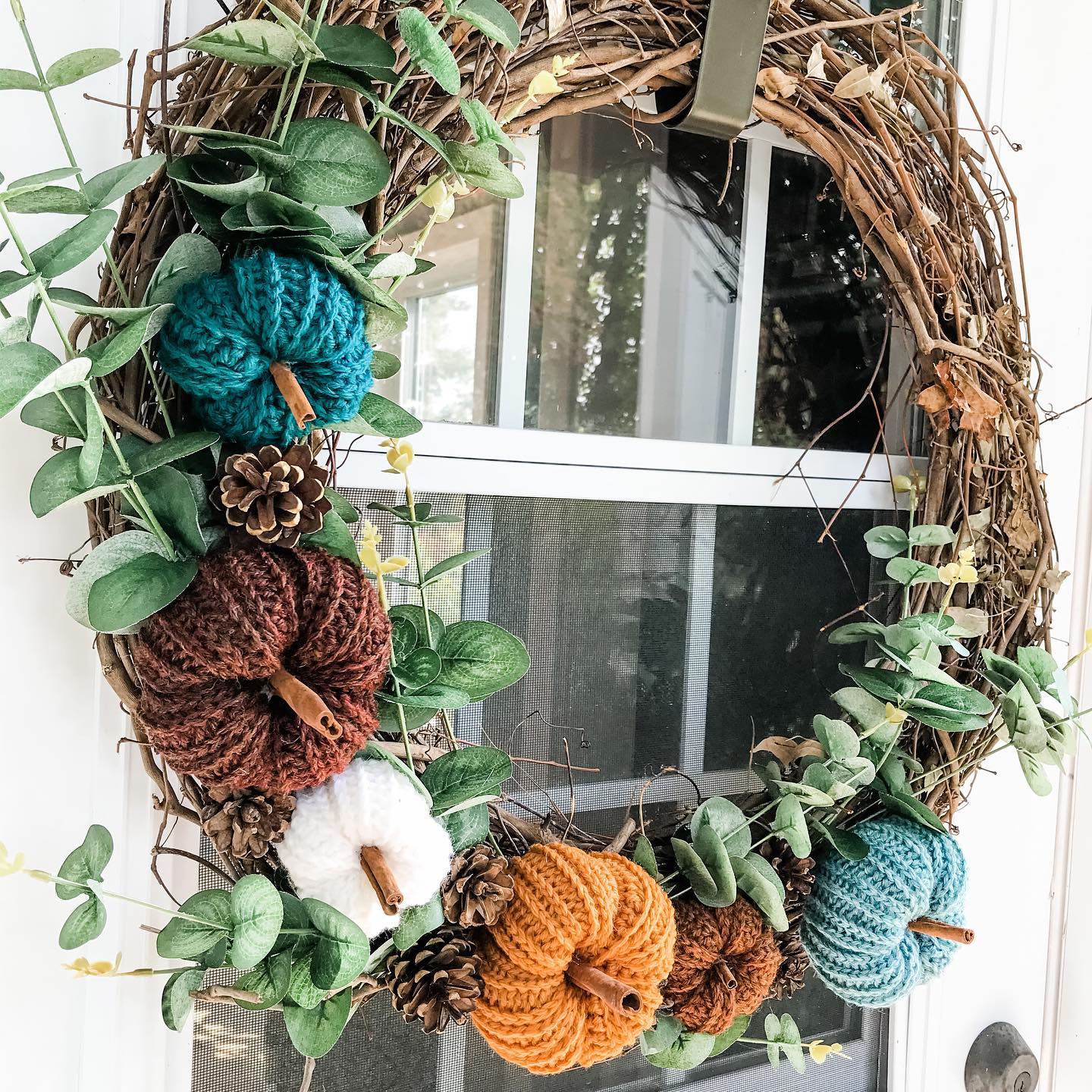 Fall Crochet Pumpkin Wreath