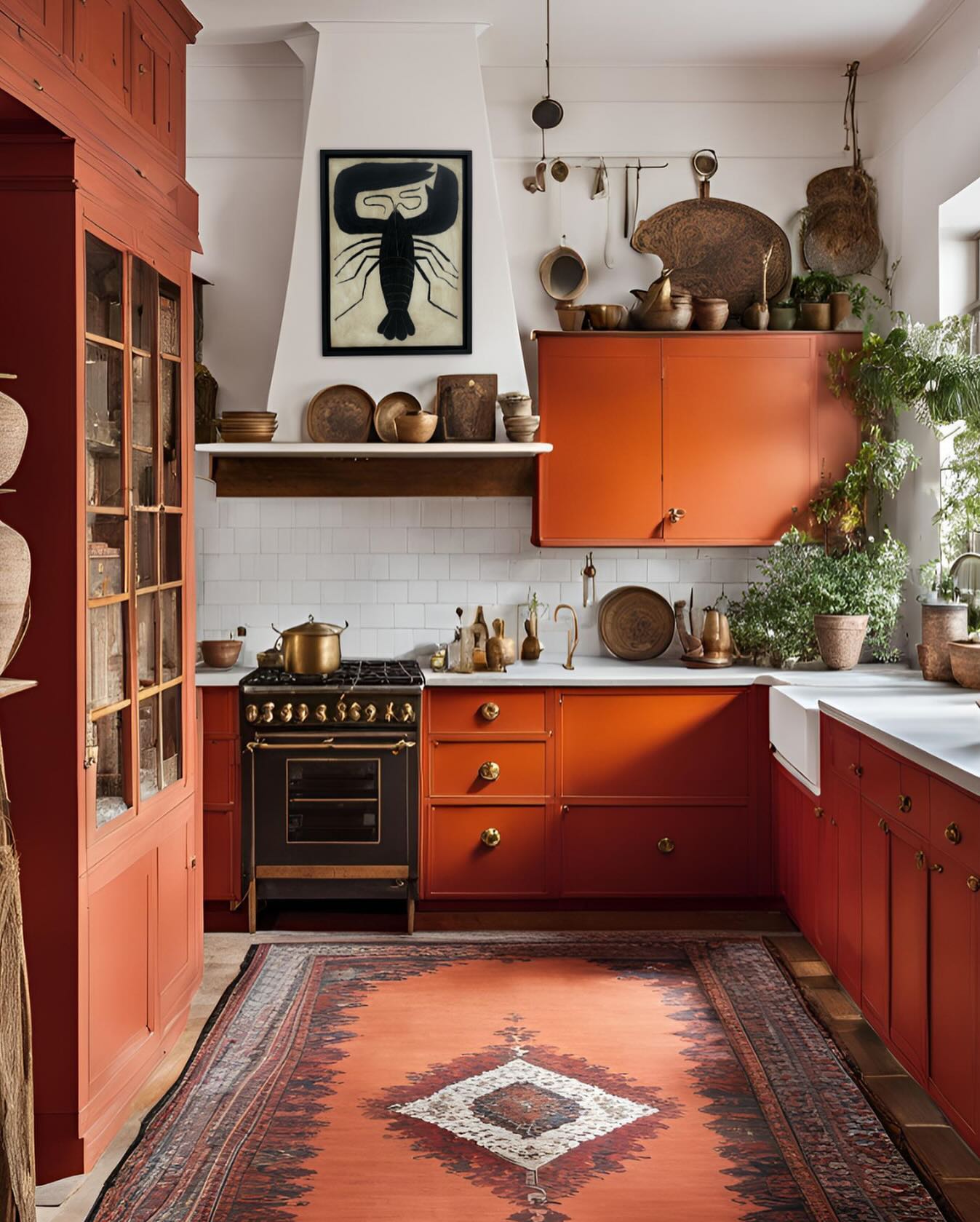 Orange Wood Bohemian Kitchen Design