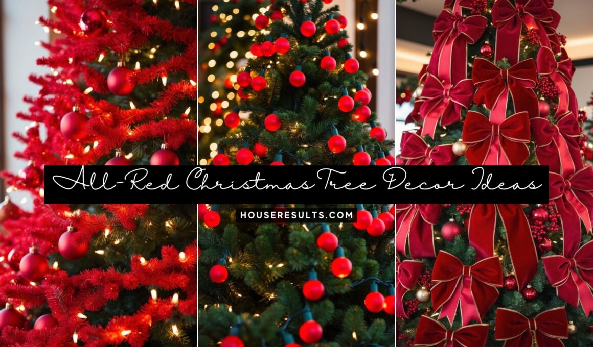 All-Red Christmas Tree Decor Ideas